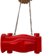 3D-printed sculptural purse in red, F1-inspired design, iUNGO LABS